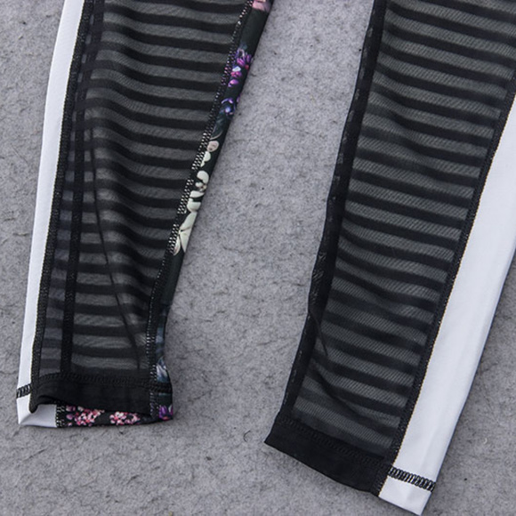 New BEBE Floral Long Leggings Yoga pants S M - Picture 6 of 8